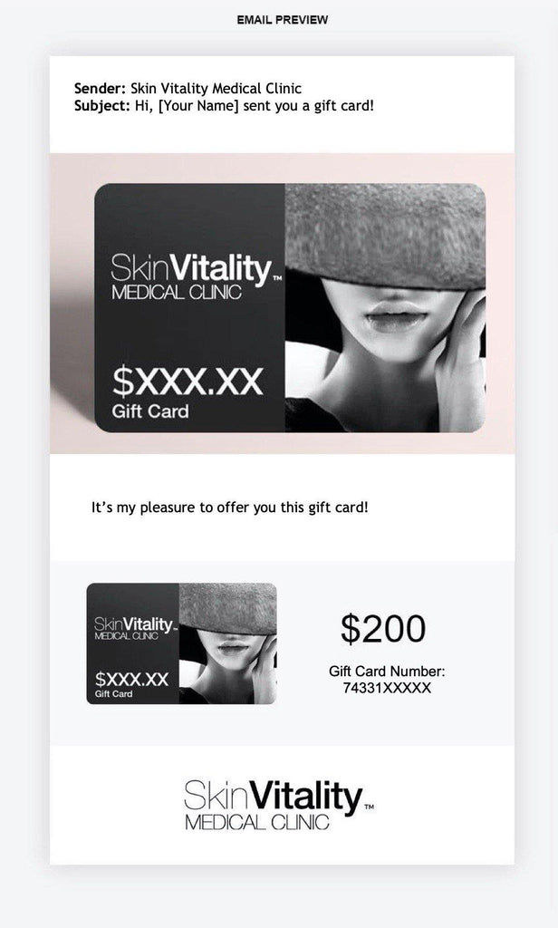 The SV Gift Card - Skin Vitality Medical Clinic